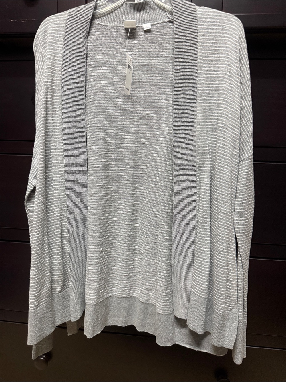 GAP Light Gray Striped Open Cardigan